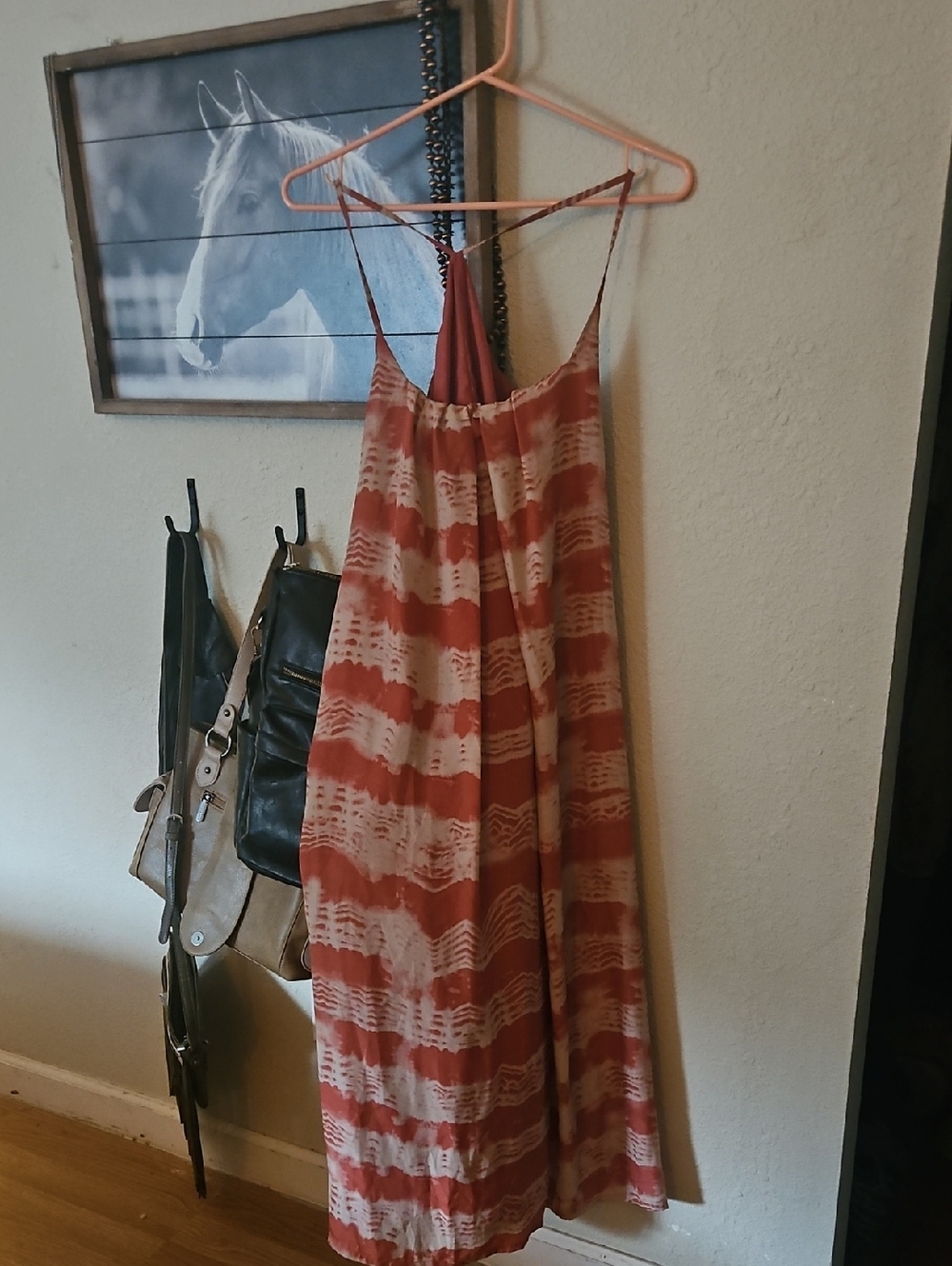 Rust and Cream Tie-Dye Maxi Dress